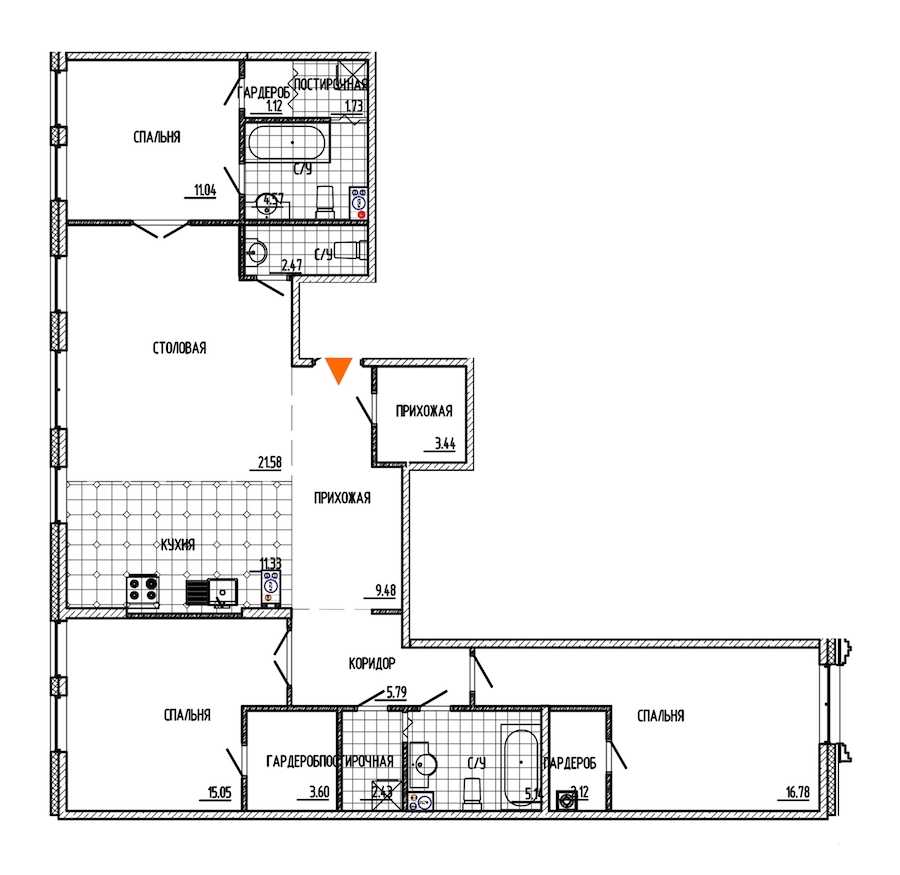Однокомнатная квартира в : площадь 117.67 м2 , этаж: 3 – купить в Санкт-Петербурге